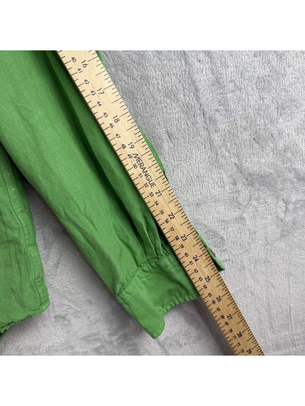 Polo Ralph Lauren Button Up Shirt Size M Green Silk Linen Roll Up Luxury Causal - Picture 9 of 12